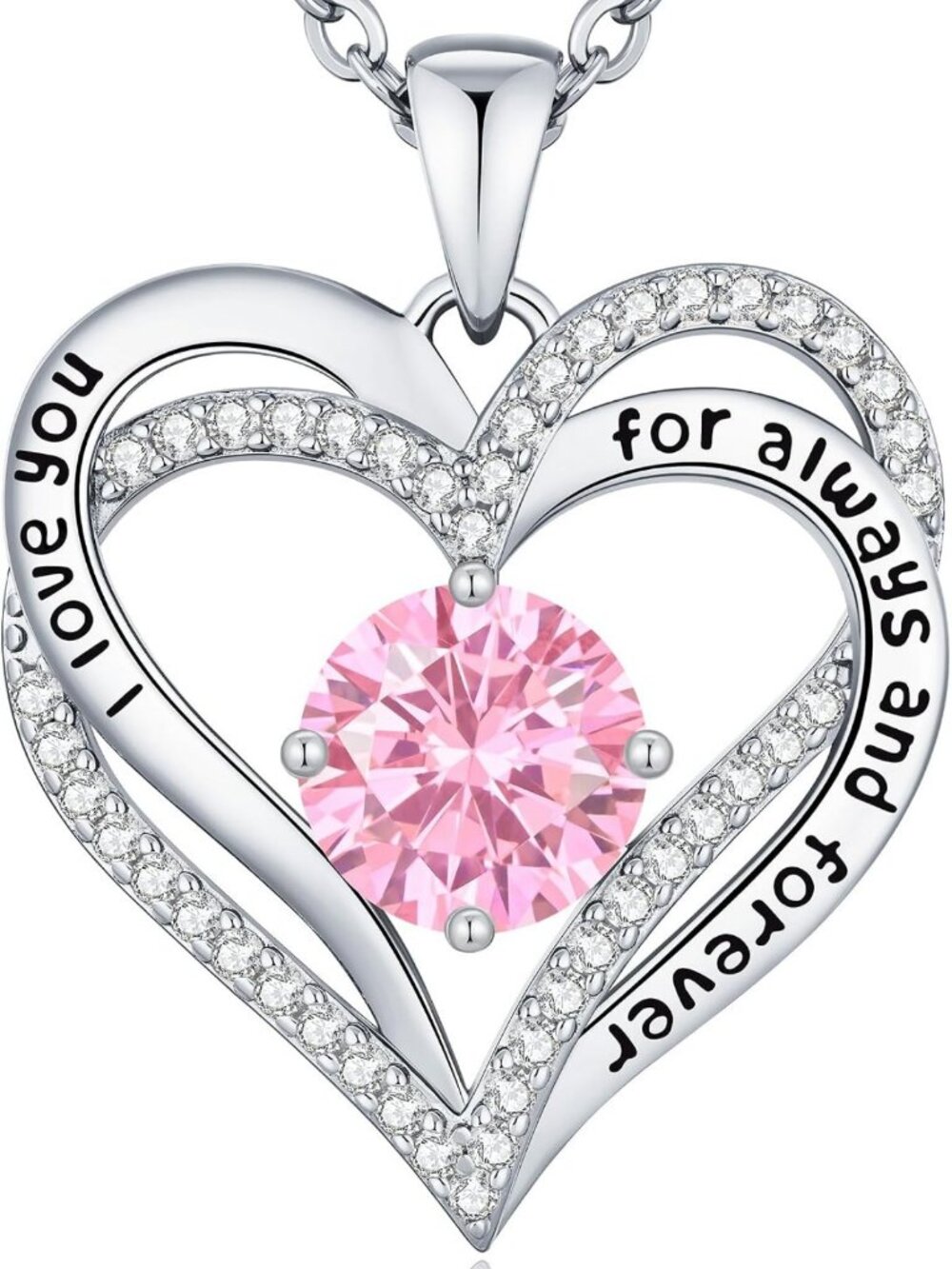 18K Rose Gold Heart Pendant Necklace - Birthstone Jewelry Gift for Her
